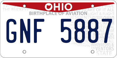 OH license plate GNF5887