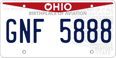 OH license plate GNF5888