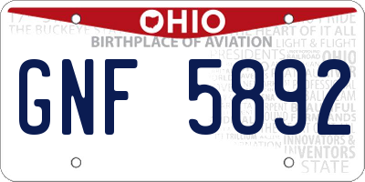 OH license plate GNF5892