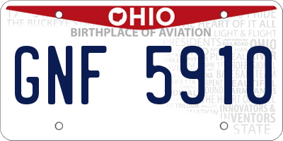 OH license plate GNF5910