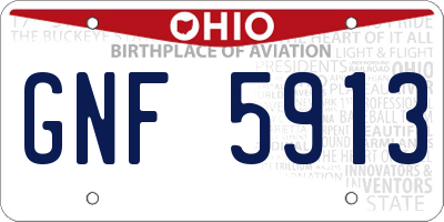 OH license plate GNF5913