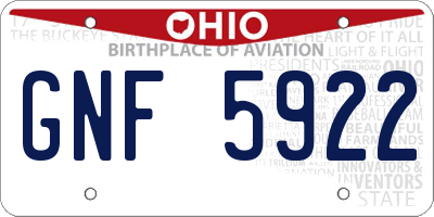 OH license plate GNF5922