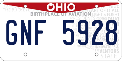 OH license plate GNF5928