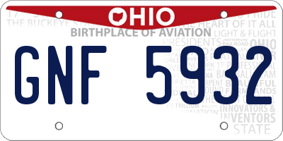 OH license plate GNF5932