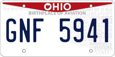 OH license plate GNF5941
