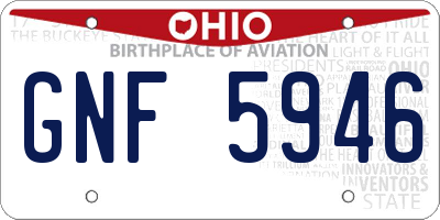 OH license plate GNF5946