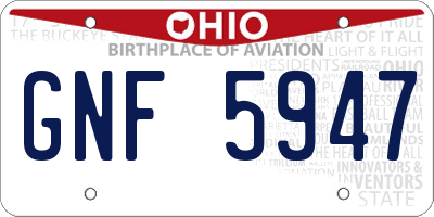 OH license plate GNF5947