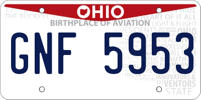 OH license plate GNF5953