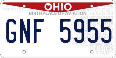 OH license plate GNF5955