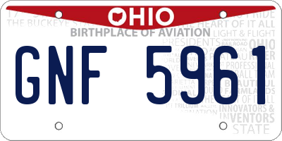 OH license plate GNF5961