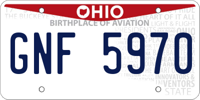 OH license plate GNF5970