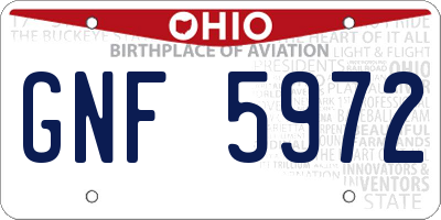 OH license plate GNF5972
