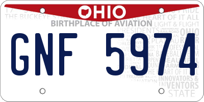 OH license plate GNF5974