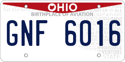 OH license plate GNF6016