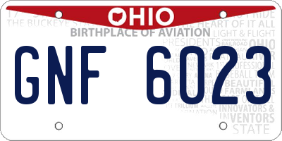OH license plate GNF6023