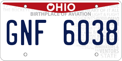 OH license plate GNF6038