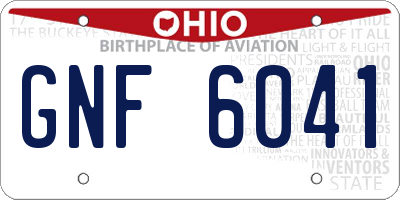 OH license plate GNF6041
