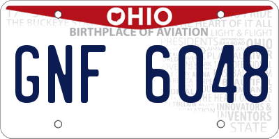 OH license plate GNF6048