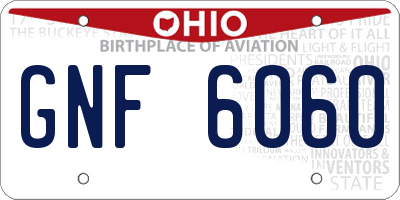 OH license plate GNF6060