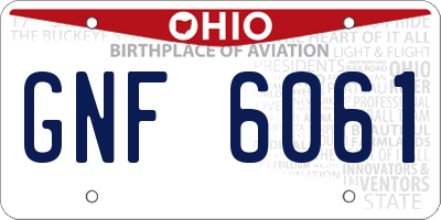 OH license plate GNF6061