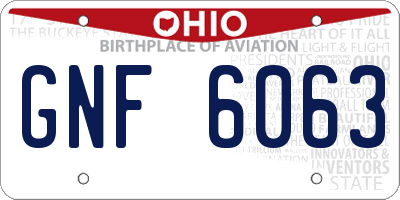 OH license plate GNF6063