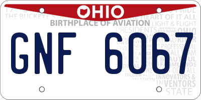 OH license plate GNF6067