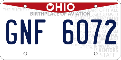 OH license plate GNF6072