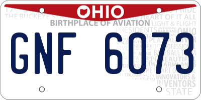 OH license plate GNF6073