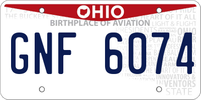 OH license plate GNF6074