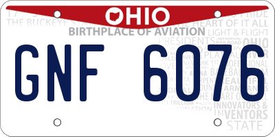 OH license plate GNF6076
