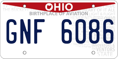 OH license plate GNF6086