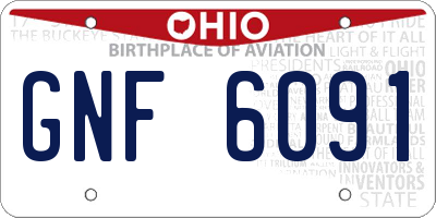 OH license plate GNF6091
