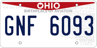 OH license plate GNF6093