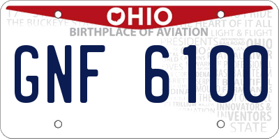 OH license plate GNF6100