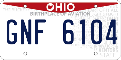 OH license plate GNF6104