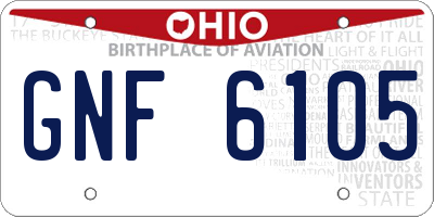 OH license plate GNF6105