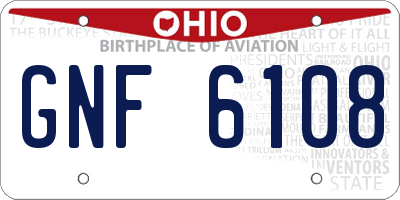 OH license plate GNF6108