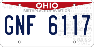 OH license plate GNF6117