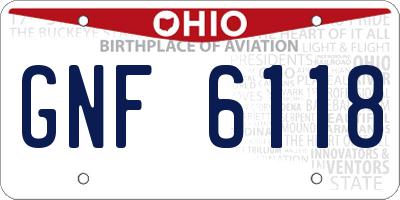 OH license plate GNF6118