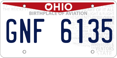 OH license plate GNF6135