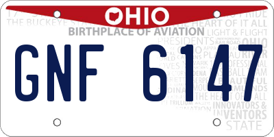 OH license plate GNF6147