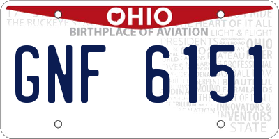 OH license plate GNF6151