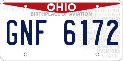 OH license plate GNF6172