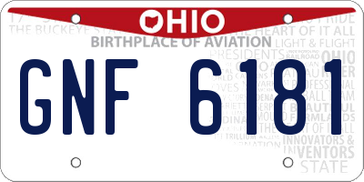 OH license plate GNF6181