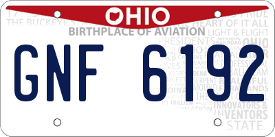OH license plate GNF6192