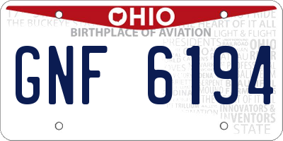 OH license plate GNF6194