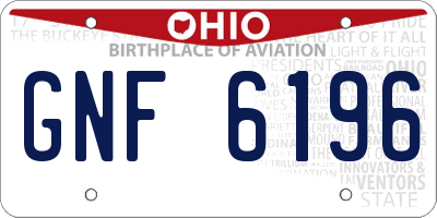 OH license plate GNF6196