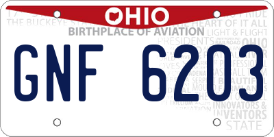 OH license plate GNF6203
