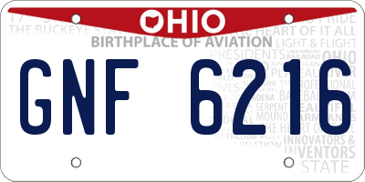 OH license plate GNF6216
