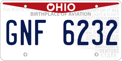 OH license plate GNF6232